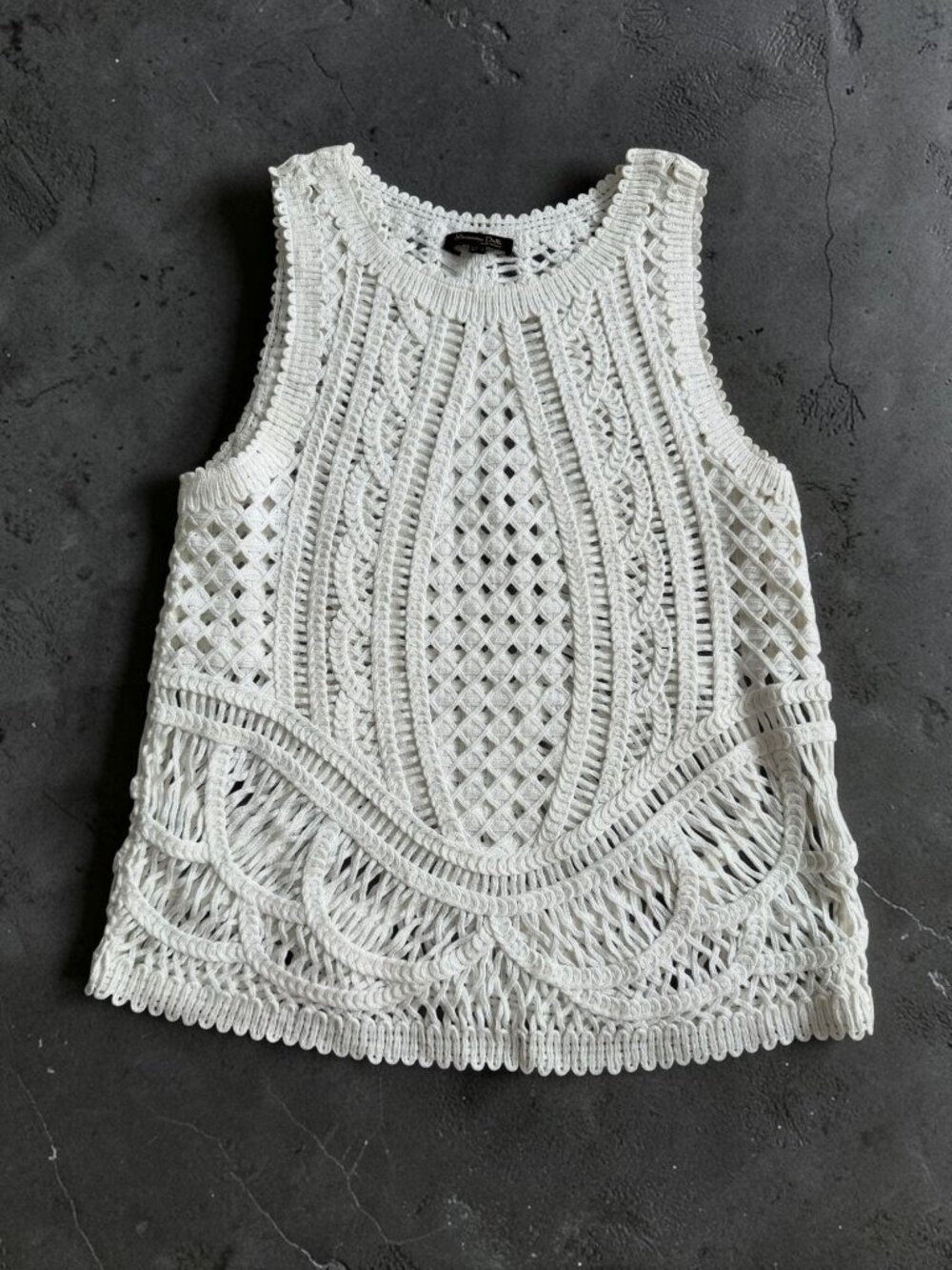MASSIMO DUTTI White Knit Tank Top Size Small